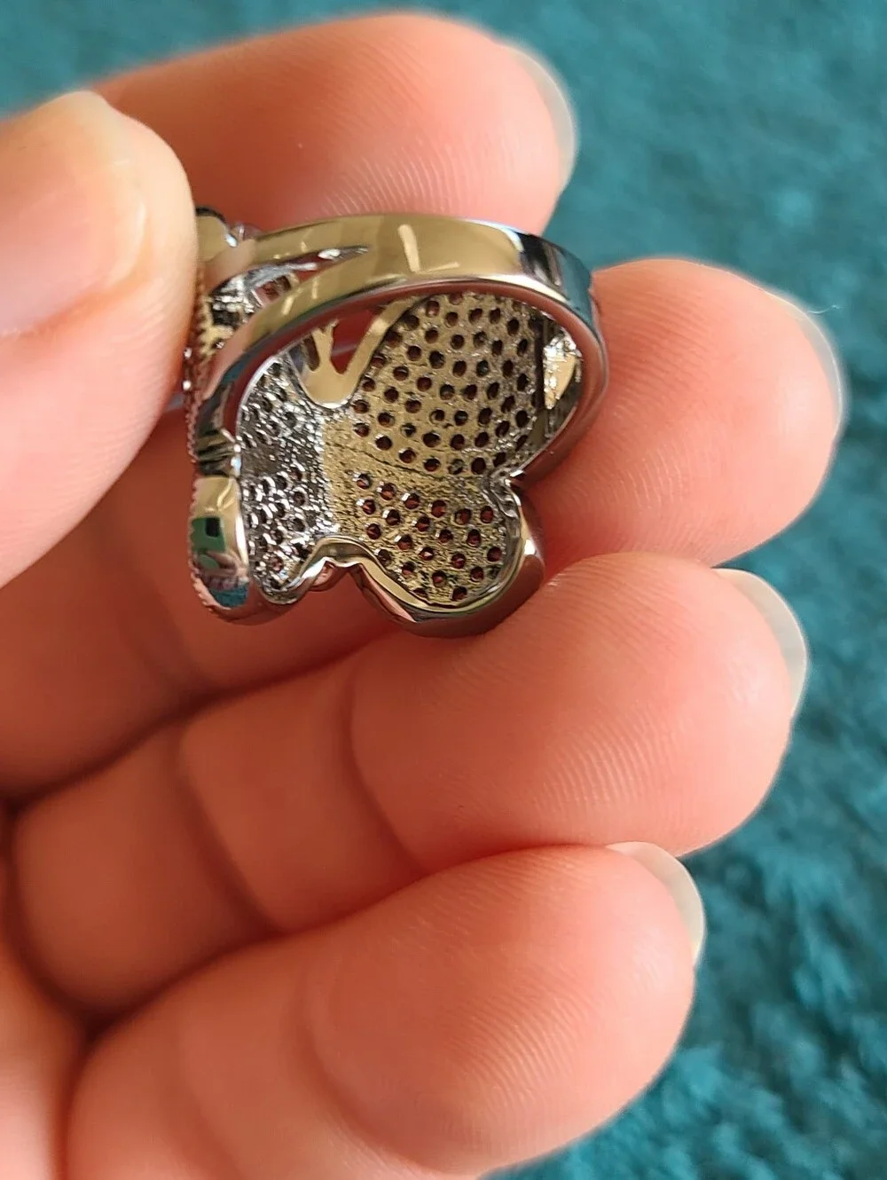 Vintage-Inspired Butterfly Statement Ring in Brown Crystal and Antique Silver